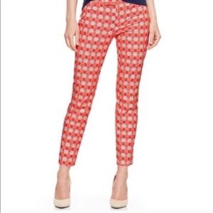 GAP | Vibrant Geometric Coral White Gray Dress Pants Stretch Fabric | 6